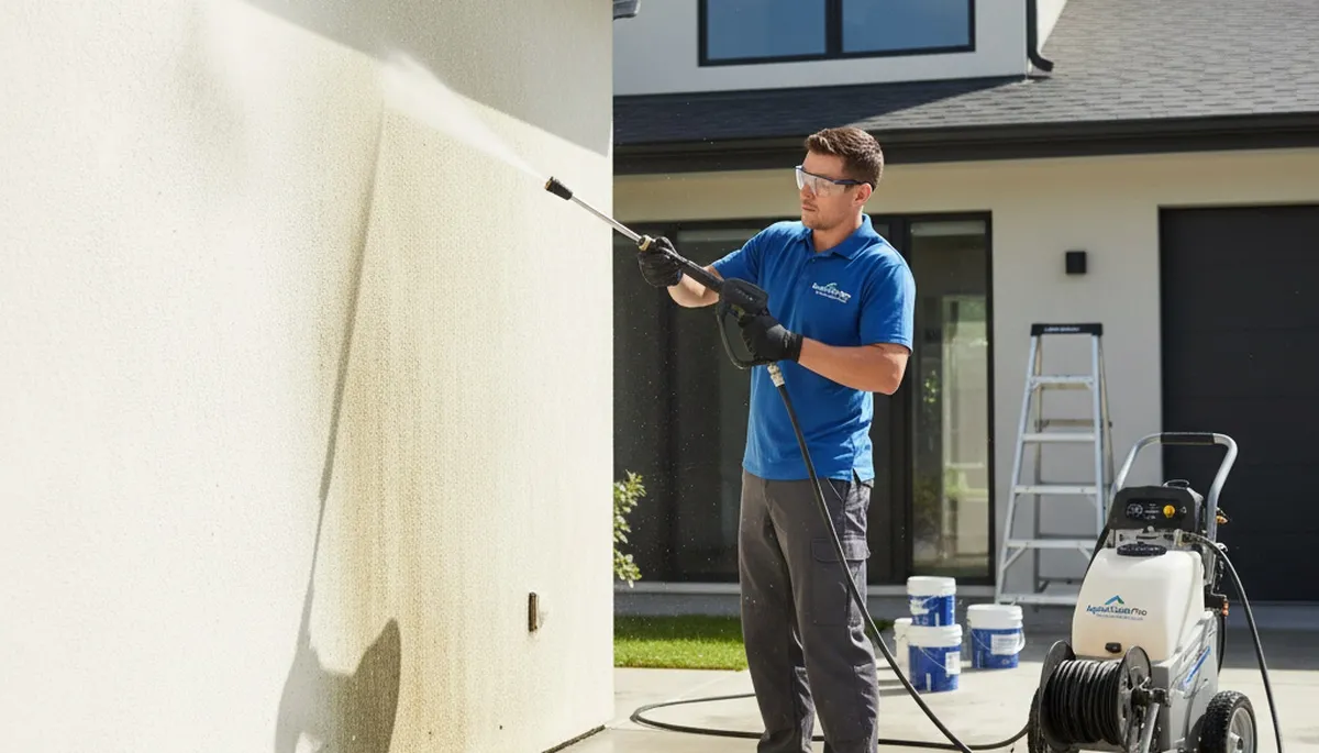 Brandon, FL pressure cleaning service removing algae and grime from an exterior by Brandon Paint Pros