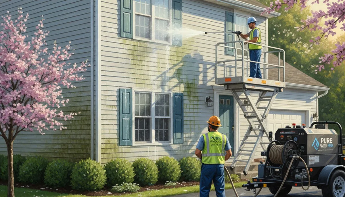 Vinyl siding pressure cleaning in Brandon, FL to remove algae, mildew, and oxidation